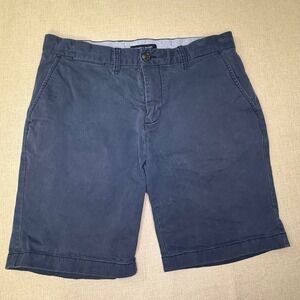 Tommy Hilfiger Mens Navy Blue Chino Shorts Size 33 Cotton Blend Summer Casual